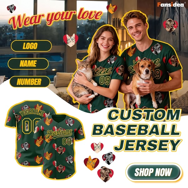 baseball jersey, custom jersey, sports jersey, personalized shirt, team jersey, baseball shirt, product launch, brand awareness, lifestyle, playful, warm, green, yellow